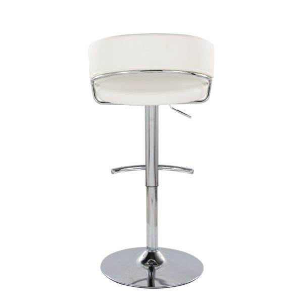 Jie Chrome and White Contemporary Swivel Barstools Set of 2 8