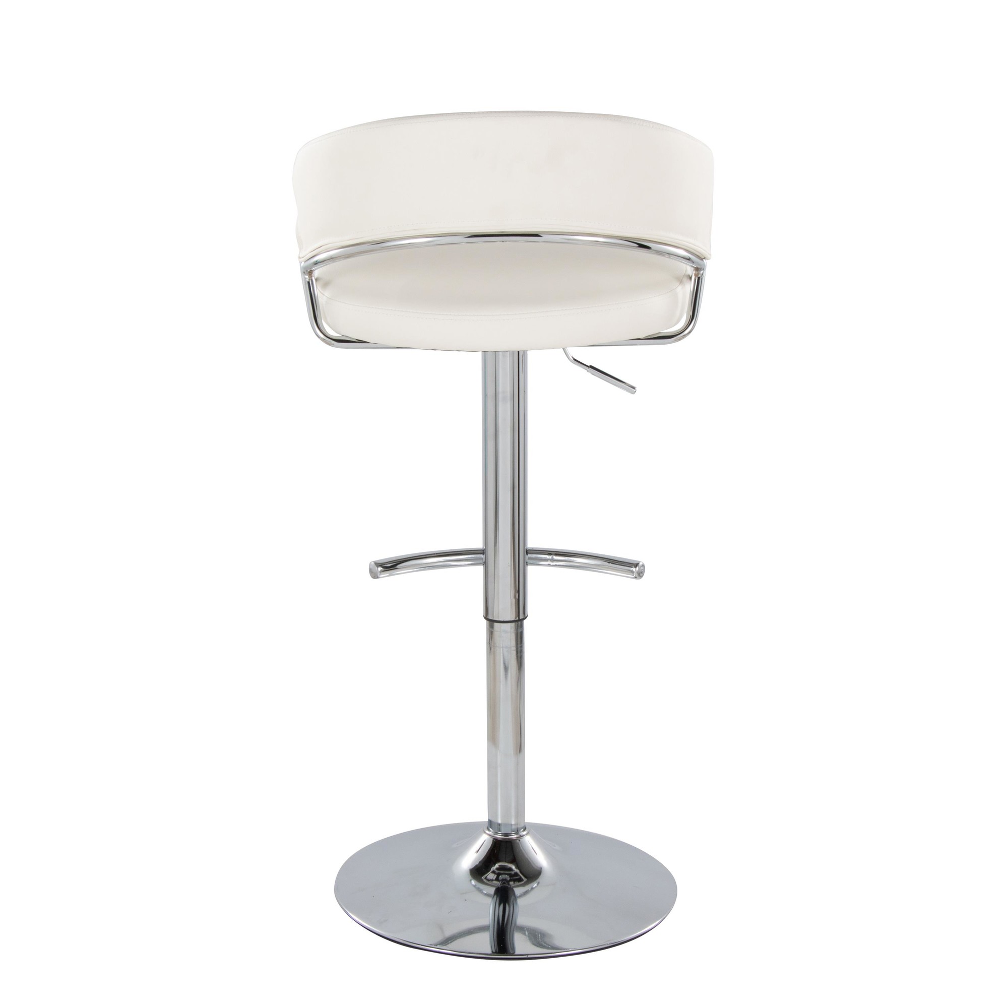 Jie Chrome and White Contemporary Swivel Barstools (Set of 2) 9 Jie Chrome and White Contemporary Swivel Barstools (Set of 2) - Image 9