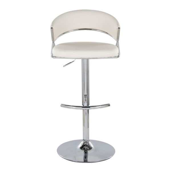 Jie Chrome and White Contemporary Swivel Barstools Set of 2 9