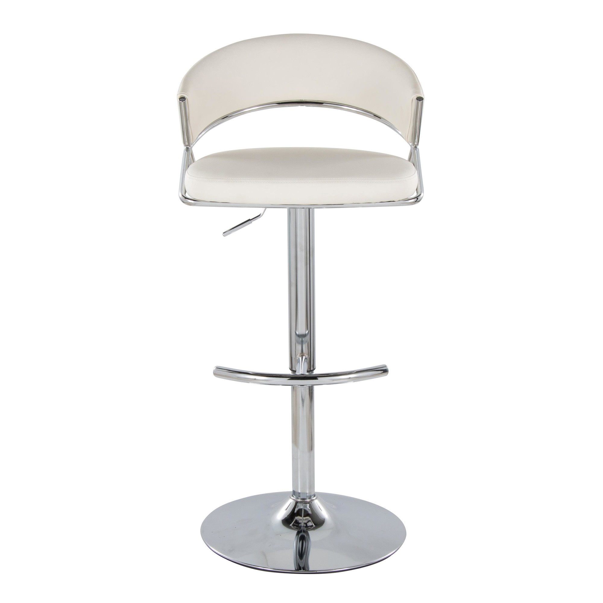 Jie Chrome and White Contemporary Swivel Barstools (Set of 2) 10 Jie Chrome and White Contemporary Swivel Barstools (Set of 2) - Image 10