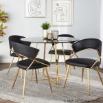 Jie Glam Black Faux Leather Contemporary Dining Chairs Gold (Set of 2)