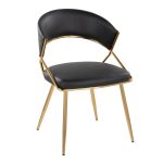 Jie Glam Black Faux Leather Contemporary Dining Chairs Gold (Set of 2)