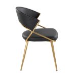 Jie Glam Black Faux Leather Contemporary Dining Chairs Gold (Set of 2)
