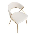Jie Glam Cream Velvet Gold Contemporary Dining Chairs (Set of 2)