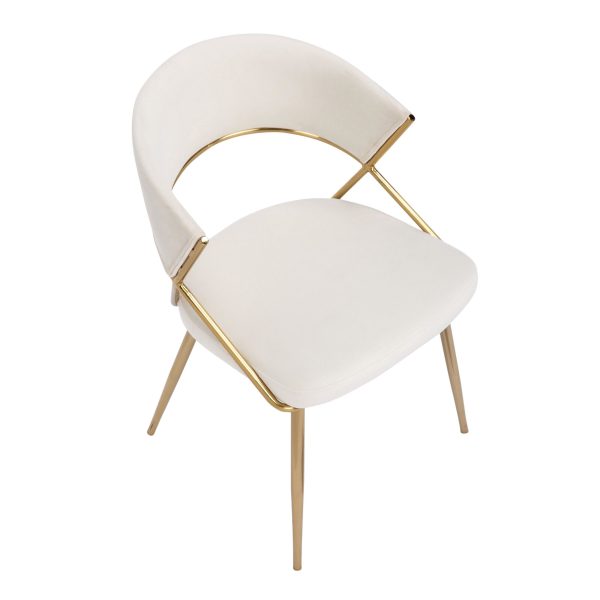 Jie Glam Cream Velvet Gold Contemporary Dining Chairs Set of 2 10