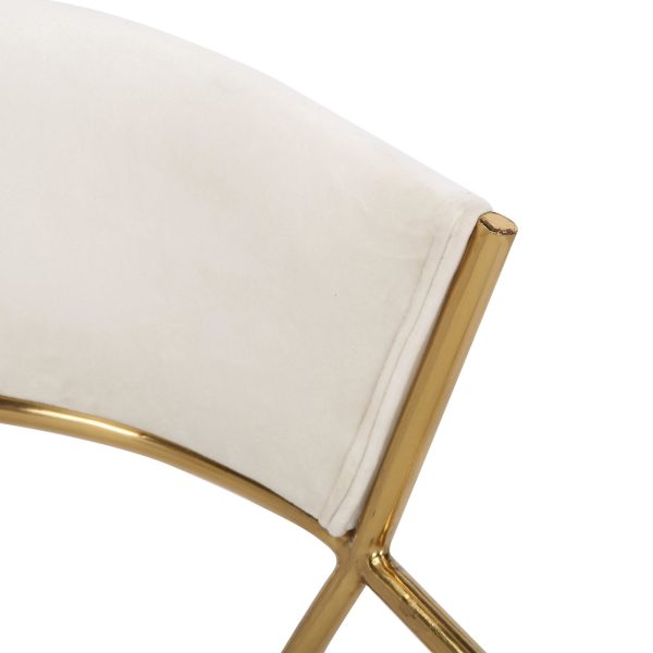 Jie Glam Cream Velvet Gold Contemporary Dining Chairs Set of 2 11