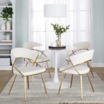 Jie Glam Cream Velvet Gold Contemporary Dining Chairs (Set of 2)