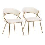 Jie Glam Cream Velvet Gold Contemporary Dining Chairs (Set of 2)