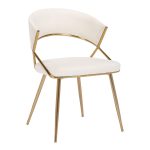Jie Glam Cream Velvet Gold Contemporary Dining Chairs (Set of 2)