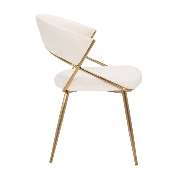 Jie Glam Cream Velvet Gold Contemporary Dining Chairs Set of 2 6