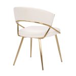 Jie Glam Cream Velvet Gold Contemporary Dining Chairs (Set of 2)