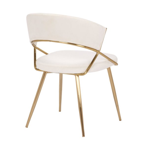 Jie Glam Cream Velvet Gold Contemporary Dining Chairs Set of 2 7