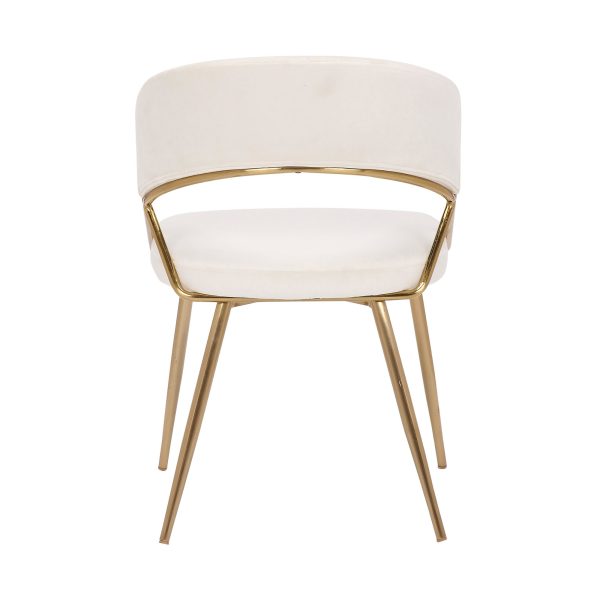 Jie Glam Cream Velvet Gold Contemporary Dining Chairs Set of 2 8