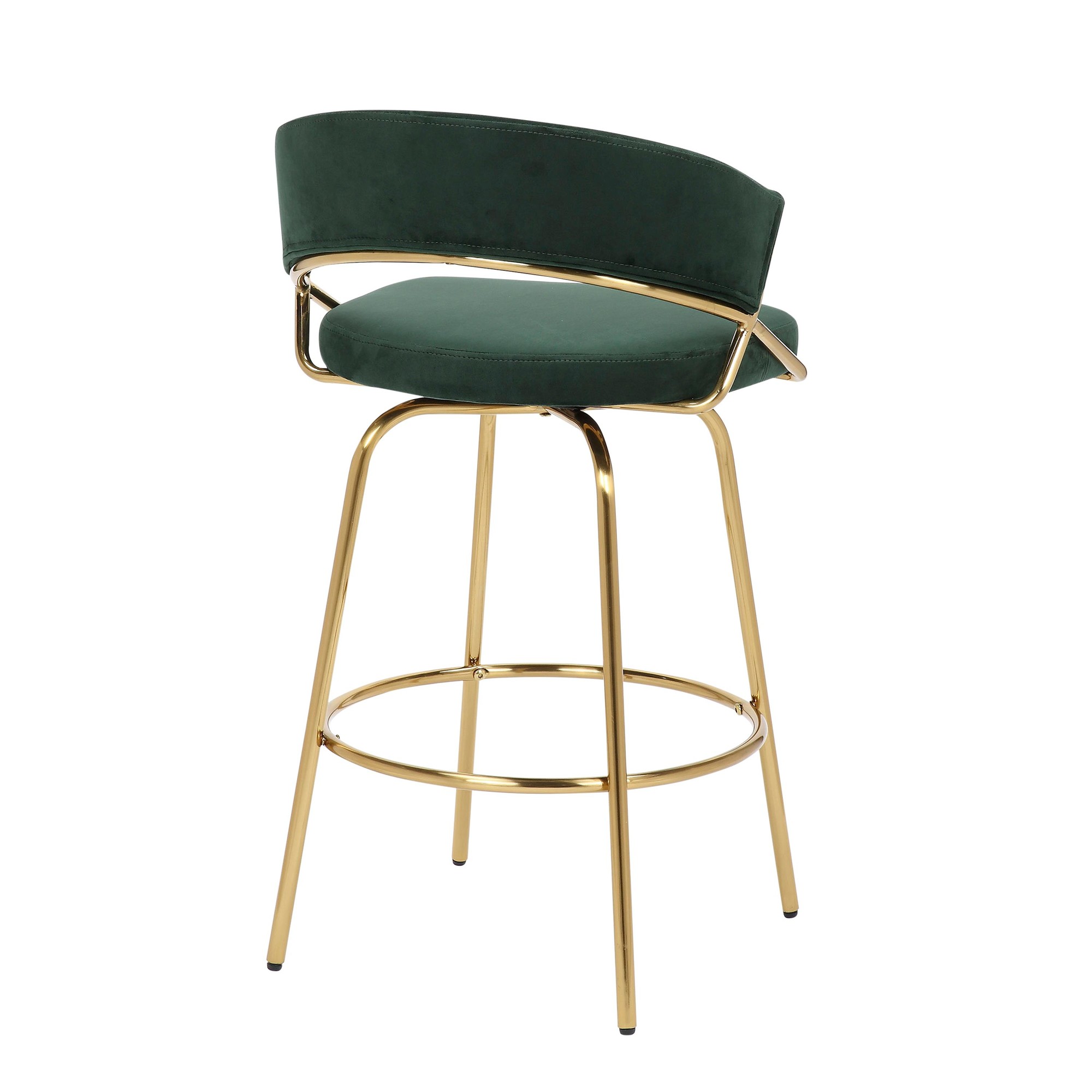 Jie Glam Green Velvet Gold Counter Stools (Set of 2) 11 Jie Glam Green Velvet Gold Counter Stools (Set of 2) - Image 11