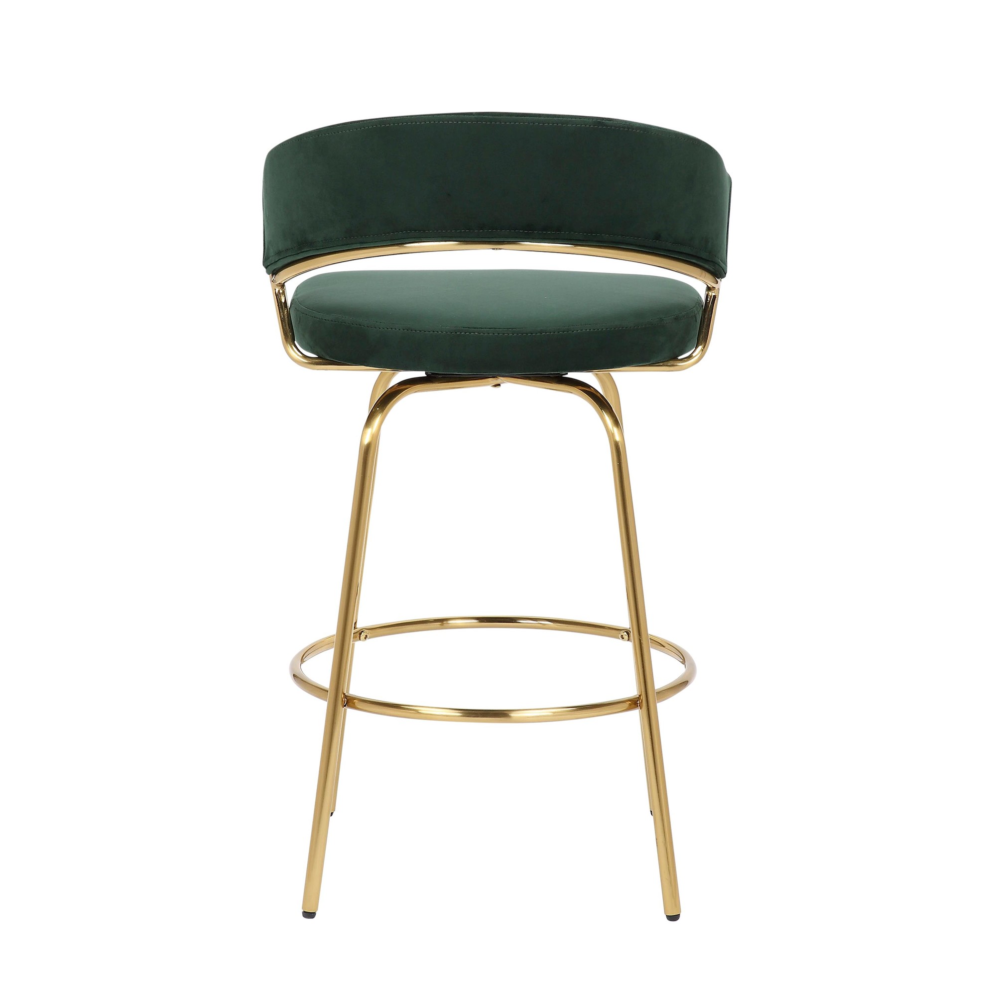 Jie Glam Green Velvet Gold Counter Stools (Set of 2) 12 Jie Glam Green Velvet Gold Counter Stools (Set of 2) - Image 12