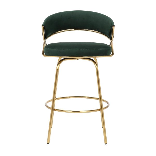 Jie Glam Green Velvet Gold Counter Stools Set of 2 12