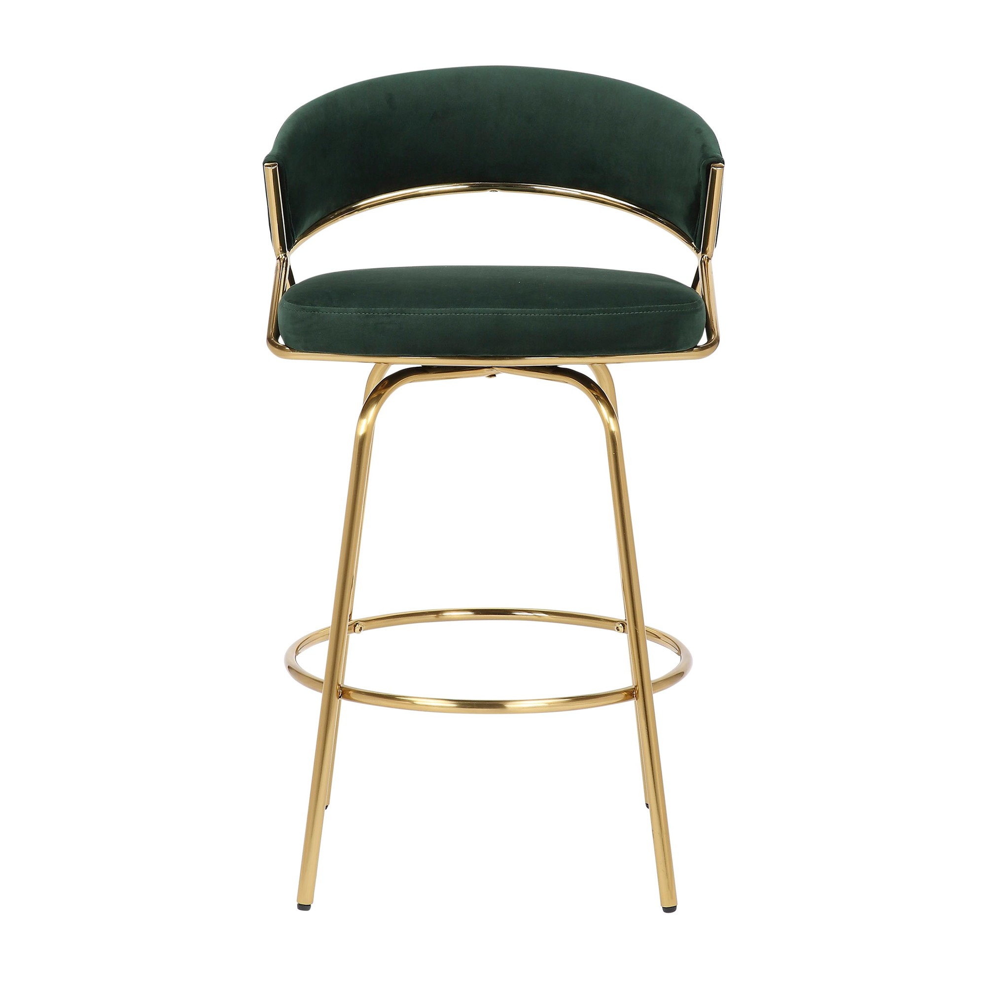 Jie Glam Green Velvet Gold Counter Stools (Set of 2) 13 Jie Glam Green Velvet Gold Counter Stools (Set of 2) - Image 13