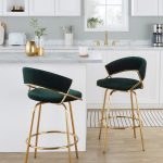 Jie Glam Green Velvet Gold Counter Stools (Set of 2) 21 Jie Glam Green Velvet Gold Counter Stools (Set of 2)