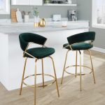 Jie Glam Green Velvet Gold Counter Stools (Set of 2) 22 Jie Glam Green Velvet Gold Counter Stools (Set of 2)