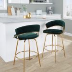 Jie Glam Green Velvet Gold Counter Stools (Set of 2) 23 Jie Glam Green Velvet Gold Counter Stools (Set of 2)