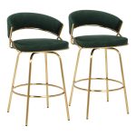 Jie Glam Green Velvet Gold Counter Stools (Set of 2) 25 Jie Glam Green Velvet Gold Counter Stools (Set of 2)