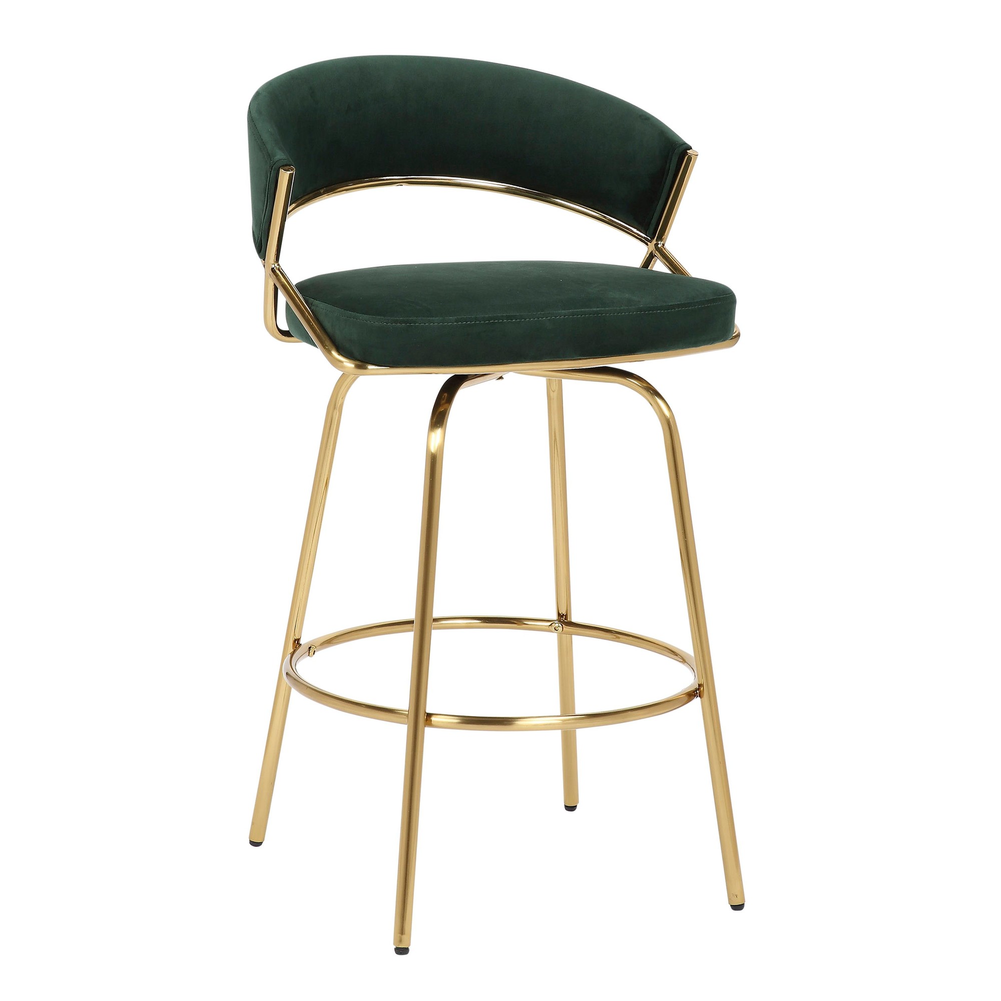 Jie Glam Green Velvet Gold Counter Stools (Set of 2) 9 Jie Glam Green Velvet Gold Counter Stools (Set of 2) - Image 9