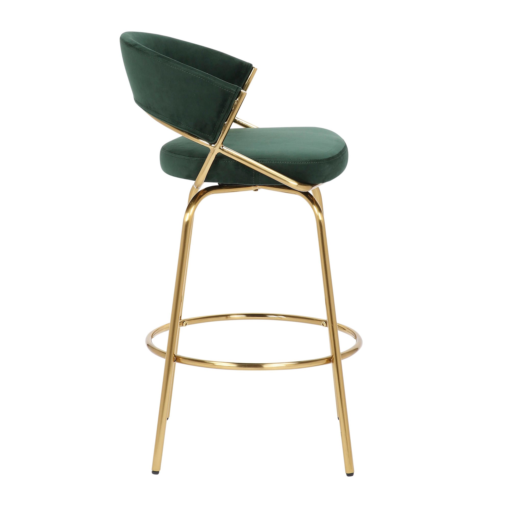 Jie Glam Green Velvet Gold Counter Stools (Set of 2) 10 Jie Glam Green Velvet Gold Counter Stools (Set of 2) - Image 10
