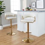 Jie Gold Cream Velvet Swivel Contemporary Barstool (Set of 2)