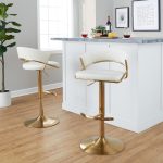 Jie Gold Cream Velvet Swivel Contemporary Barstool (Set of 2)