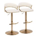 Jie Gold Cream Velvet Swivel Contemporary Barstool (Set of 2)