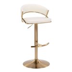Jie Gold Cream Velvet Swivel Contemporary Barstool (Set of 2)
