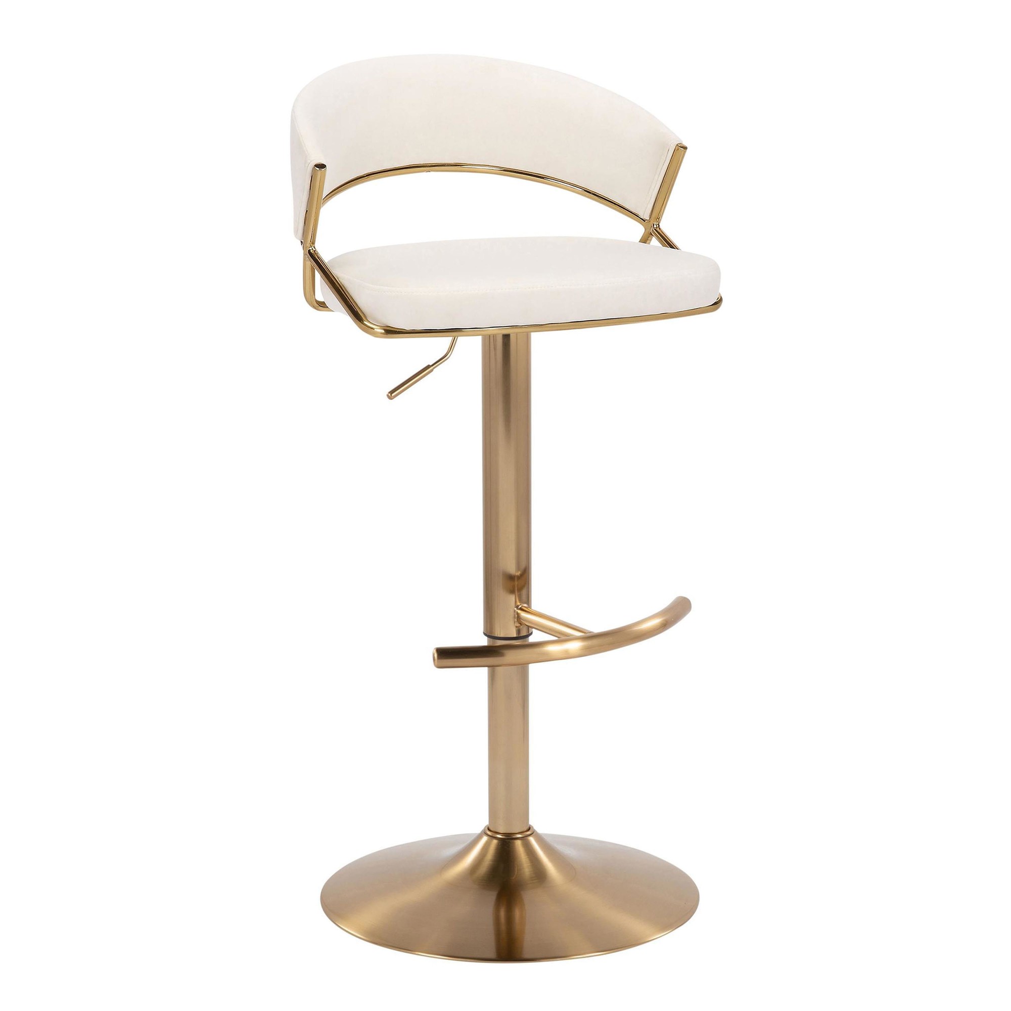Jie Gold Cream Velvet Swivel Contemporary Barstool (Set of 2) 6 Jie Gold Cream Velvet Swivel Contemporary Barstool (Set of 2) - Image 6