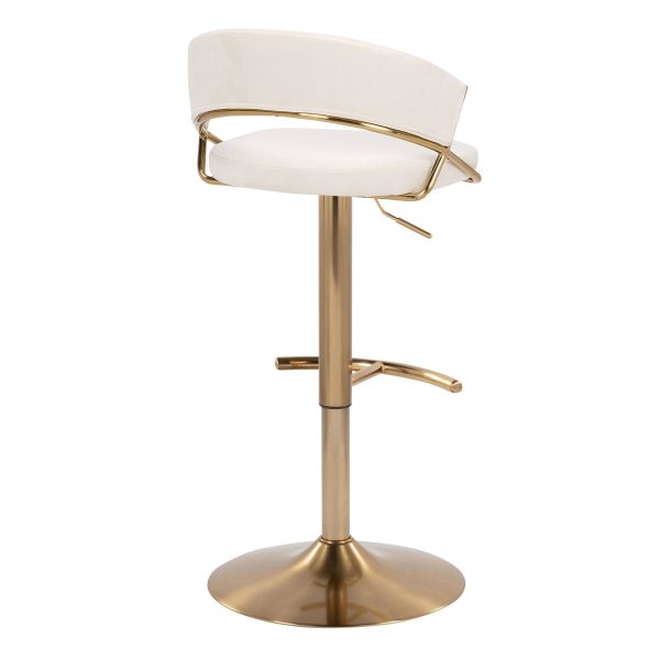 Jie Gold Cream Velvet Swivel Contemporary Barstool Set of 2 7