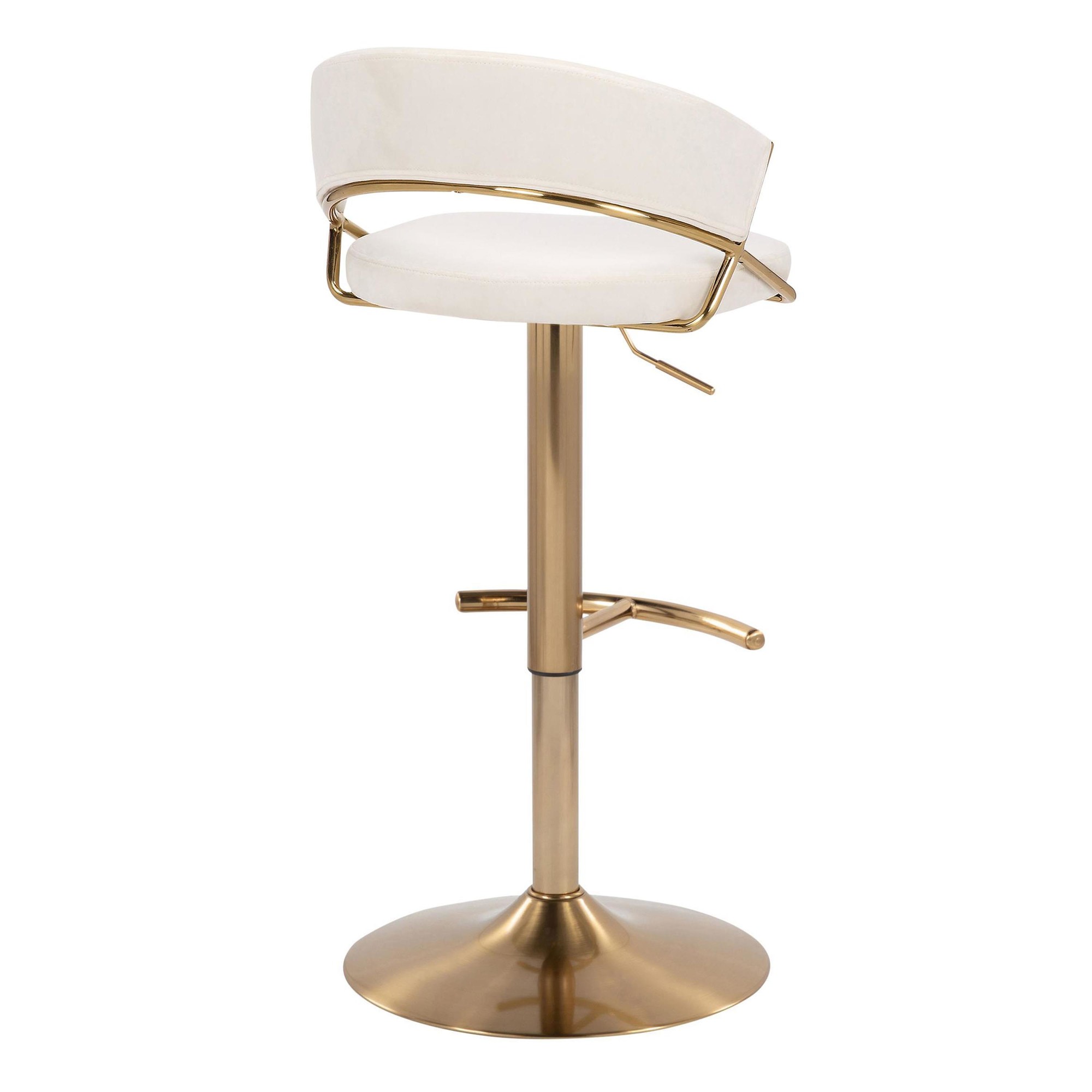 Jie Gold Cream Velvet Swivel Contemporary Barstool (Set of 2) 8 Jie Gold Cream Velvet Swivel Contemporary Barstool (Set of 2) - Image 8