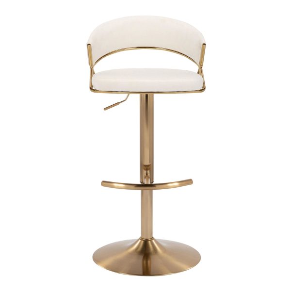 Jie Gold Cream Velvet Swivel Contemporary Barstool Set of 2 9