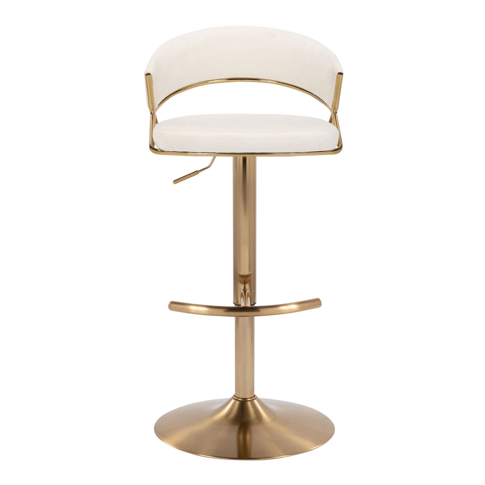 Jie Gold Cream Velvet Swivel Contemporary Barstool (Set of 2) 10 Jie Gold Cream Velvet Swivel Contemporary Barstool (Set of 2) - Image 10