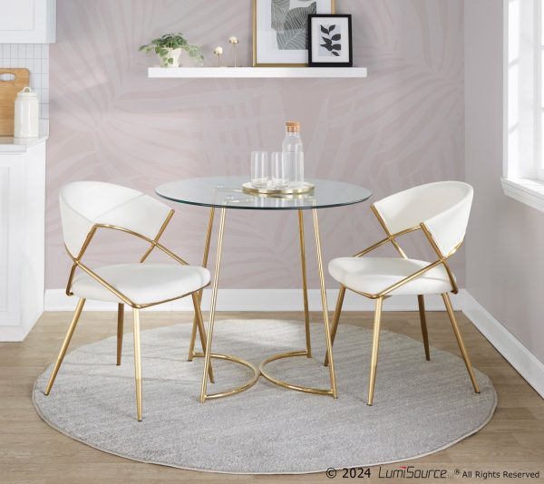 Jie Gold Faux Leather Contemporary Dining Chairs Set of 2 1