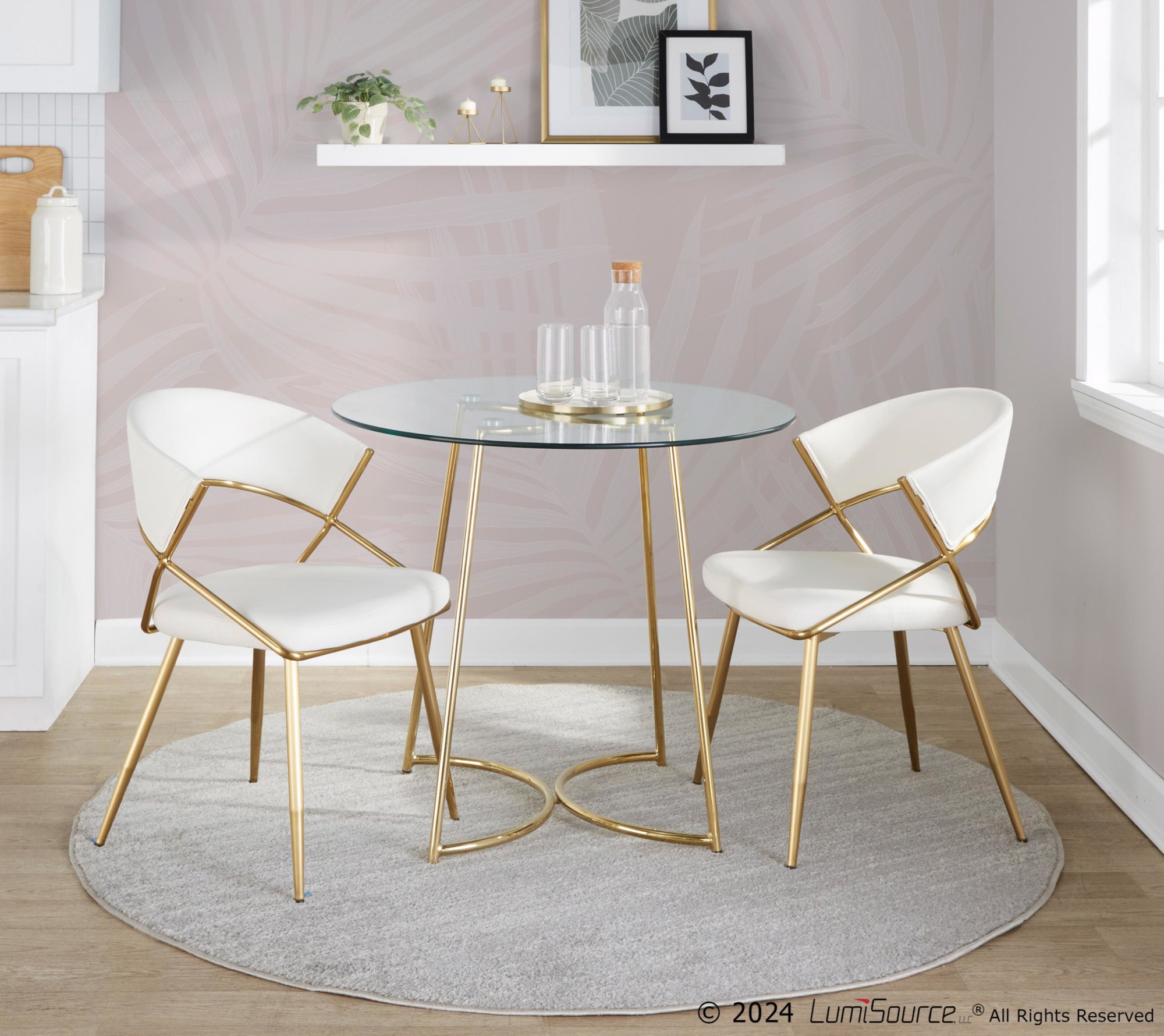 Jie Gold Faux Leather Contemporary Dining Chairs (Set of 2) 2 Jie Gold Faux Leather Contemporary Dining Chairs (Set of 2) - Image 2