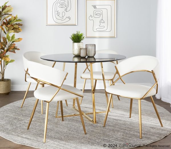 Jie Gold Faux Leather Contemporary Dining Chairs Set of 2 2