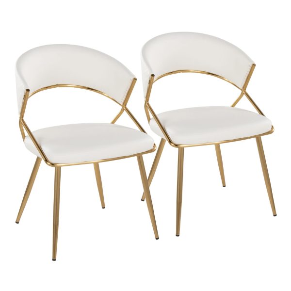 Jie Gold Faux Leather Contemporary Dining Chairs Set of 2 3