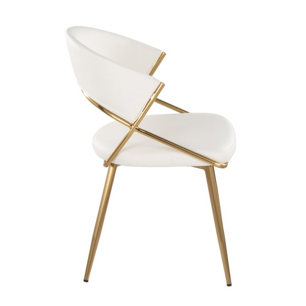 Jie Gold Faux Leather Contemporary Dining Chairs Set of 2 5