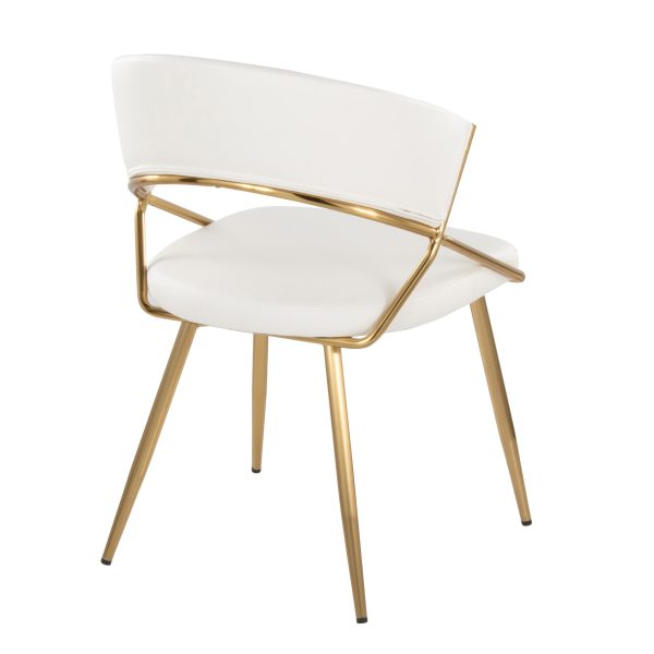 Jie Gold Faux Leather Contemporary Dining Chairs Set of 2 6