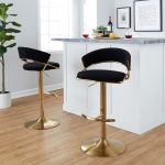 Jie Gold Metal Black Velvet Contemporary Swivel Barstool (Set of 2) 12 Jie Gold Metal Black Velvet Contemporary Swivel Barstool (Set of 2)