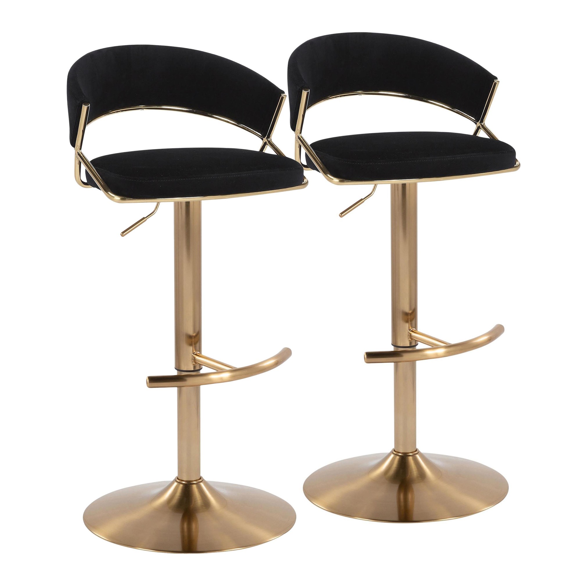 Jie Gold Metal Black Velvet Contemporary Swivel Barstool (Set of 2) 5 Jie Gold Metal Black Velvet Contemporary Swivel Barstool (Set of 2) - Image 5