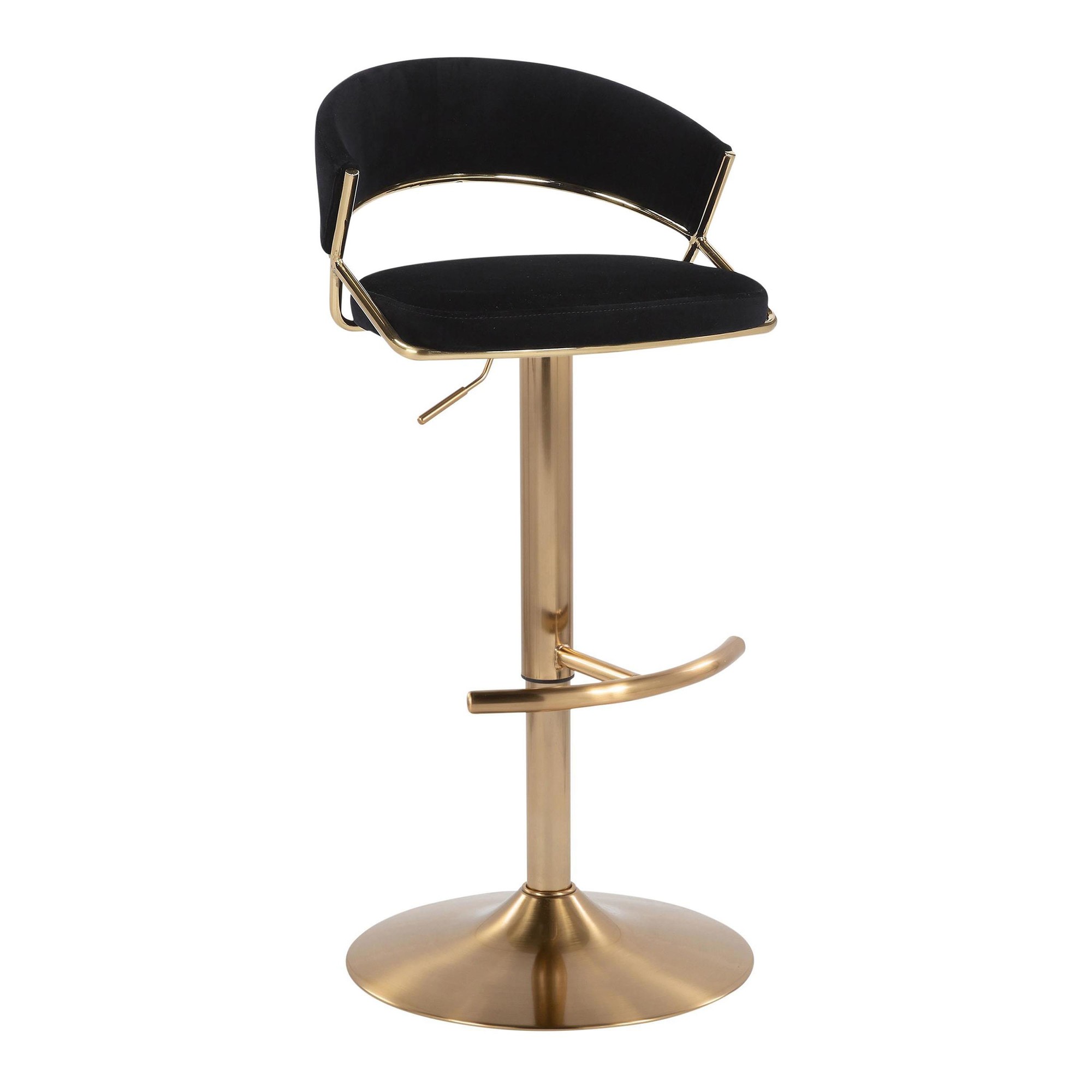 Jie Gold Metal Black Velvet Contemporary Swivel Barstool (Set of 2) 6 Jie Gold Metal Black Velvet Contemporary Swivel Barstool (Set of 2) - Image 6