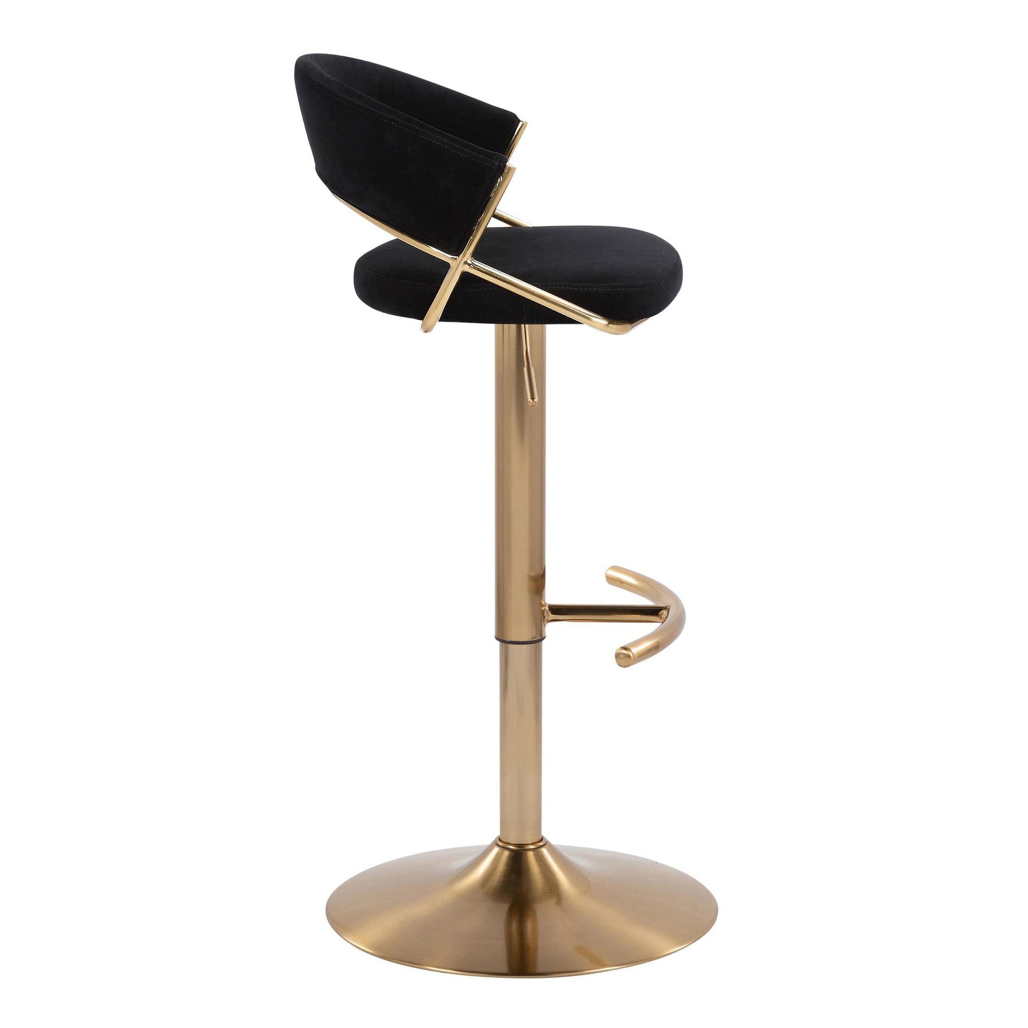 Jie Gold Metal Black Velvet Contemporary Swivel Barstool (Set of 2) 7 Jie Gold Metal Black Velvet Contemporary Swivel Barstool (Set of 2) - Image 7