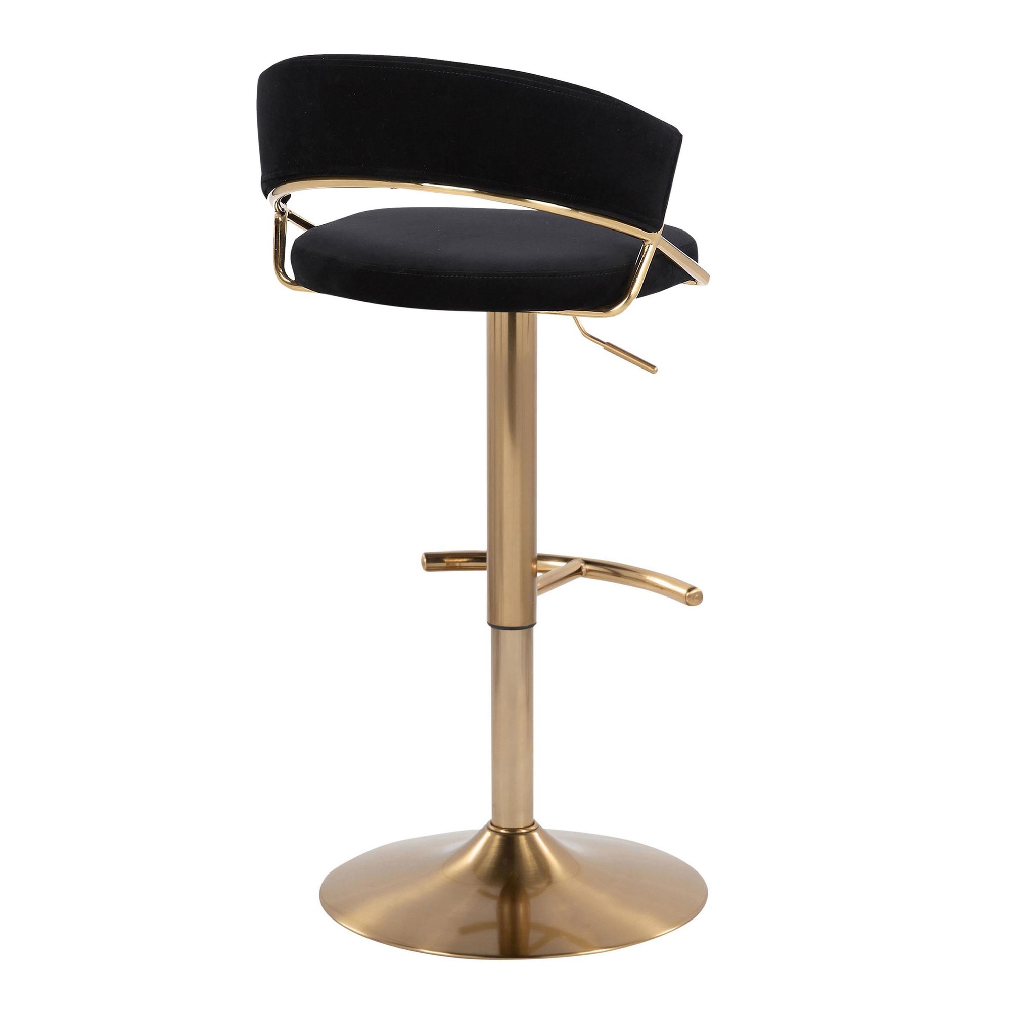 Jie Gold Metal Black Velvet Contemporary Swivel Barstool (Set of 2) 8 Jie Gold Metal Black Velvet Contemporary Swivel Barstool (Set of 2) - Image 8