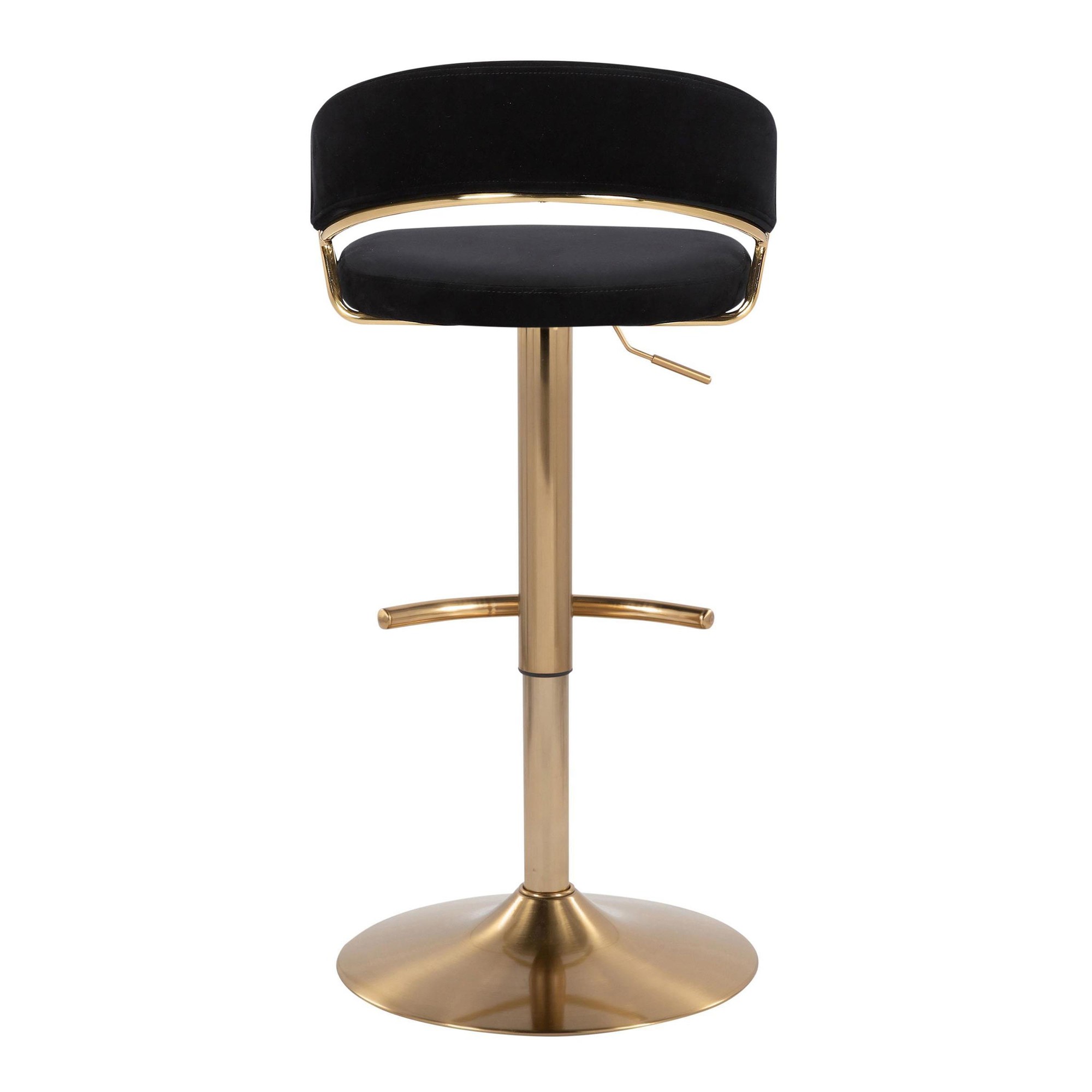 Jie Gold Metal Black Velvet Contemporary Swivel Barstool (Set of 2) 9 Jie Gold Metal Black Velvet Contemporary Swivel Barstool (Set of 2) - Image 9