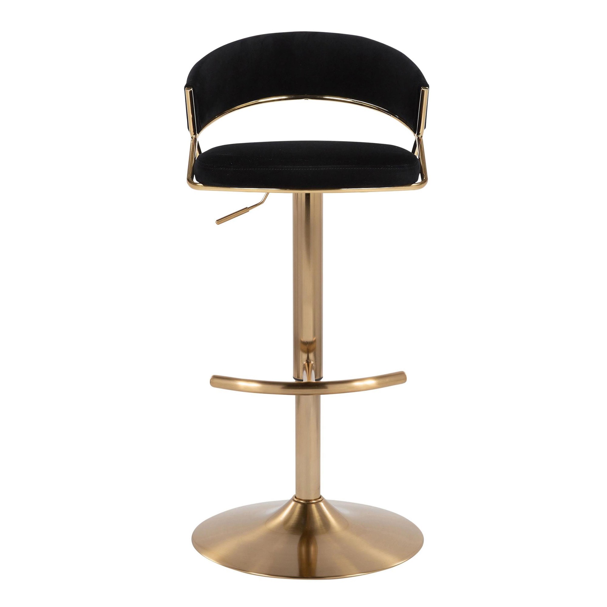 Jie Gold Metal Black Velvet Contemporary Swivel Barstool (Set of 2) 10 Jie Gold Metal Black Velvet Contemporary Swivel Barstool (Set of 2) - Image 10