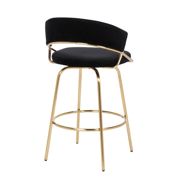 Jie Gold Metal Black Velvet Swivel Counter Stool Set of 2 10